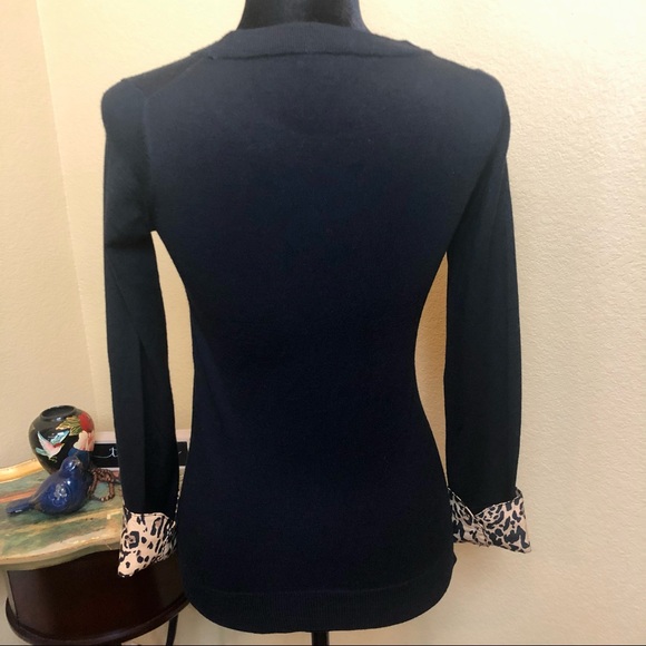 J. Crew black sweater with leopard cuffs - Picture 6 of 7